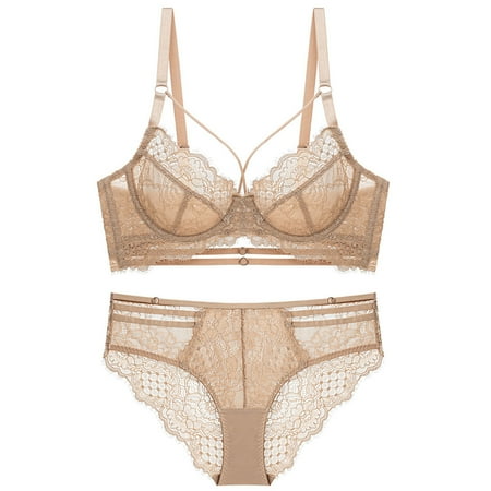 20215 Bra Set Big Chest Show Small Super Bra Underwear Women Lace Push up Transparent Bra 2020 New