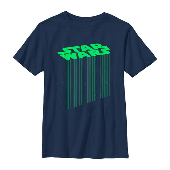 Boy's Star Wars Logo Light Show  Graphic Tee Navy Blue Medium
