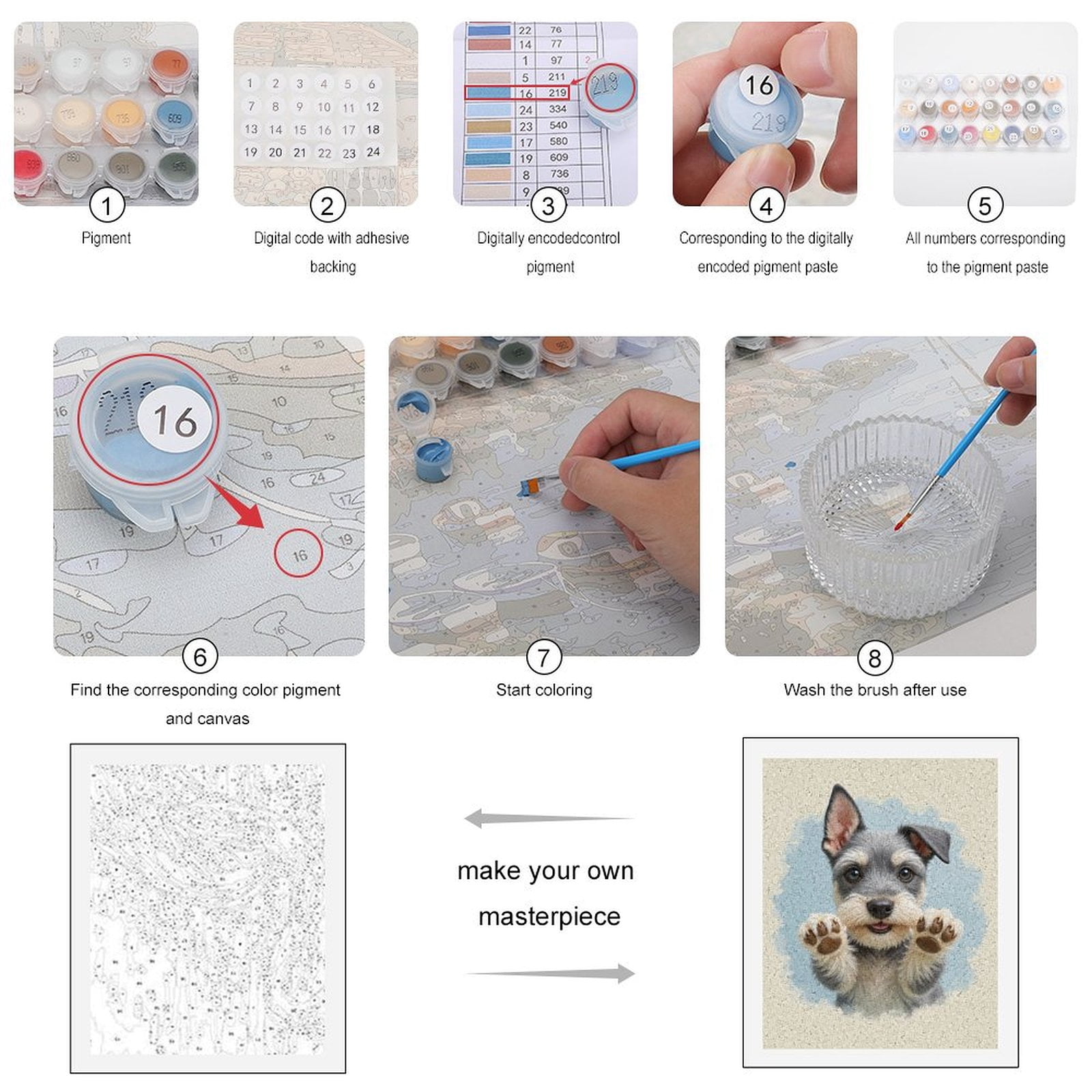 Paint By Numbers Kit for Adults Beginner - DIY Cute Puppy Paws Up Art Illustration Canvas Painting Kits for Adults, Frameless Paint By Number for Adults for Home Wall Decor 16x20 Inch