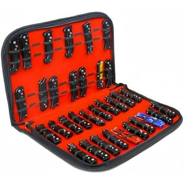 Knife Display Case, Knife Storage Case for 40  Pocket Knives, Folding Knife Holder Organizer, Knives Roll Collection Pouch Carrier Bag for Men,Survival,Outdoor,Tactical,Kitchen,EDC Mini Knife