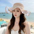 thumbnail image 4 of SikaFu Straw Hat Summer New Hat Female Lace Bow Beach, Beach, Sea Tourism Sunscreen Sun Hat Big Along The Sun Hat, 4 of 9