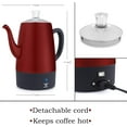 thumbnail image 6 of Moss & Stone Electric Coffee Percolator, Red Body with Stainless Steel Lid Coffee Maker, Percolator Electric Pot, Red Camping Coffee Pot 10 Cups, 6 of 7