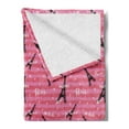 thumbnail image 2 of Eiffel Soft Flannel Fleece Blanket, Valentines Day Inspired Pattern with France Paris Oh La La Texts Heart Shapes, Cozy Plush for Indoor and Outdoor Use, 50" x 60", Pink White Black, by Ambesonne, 2 of 5