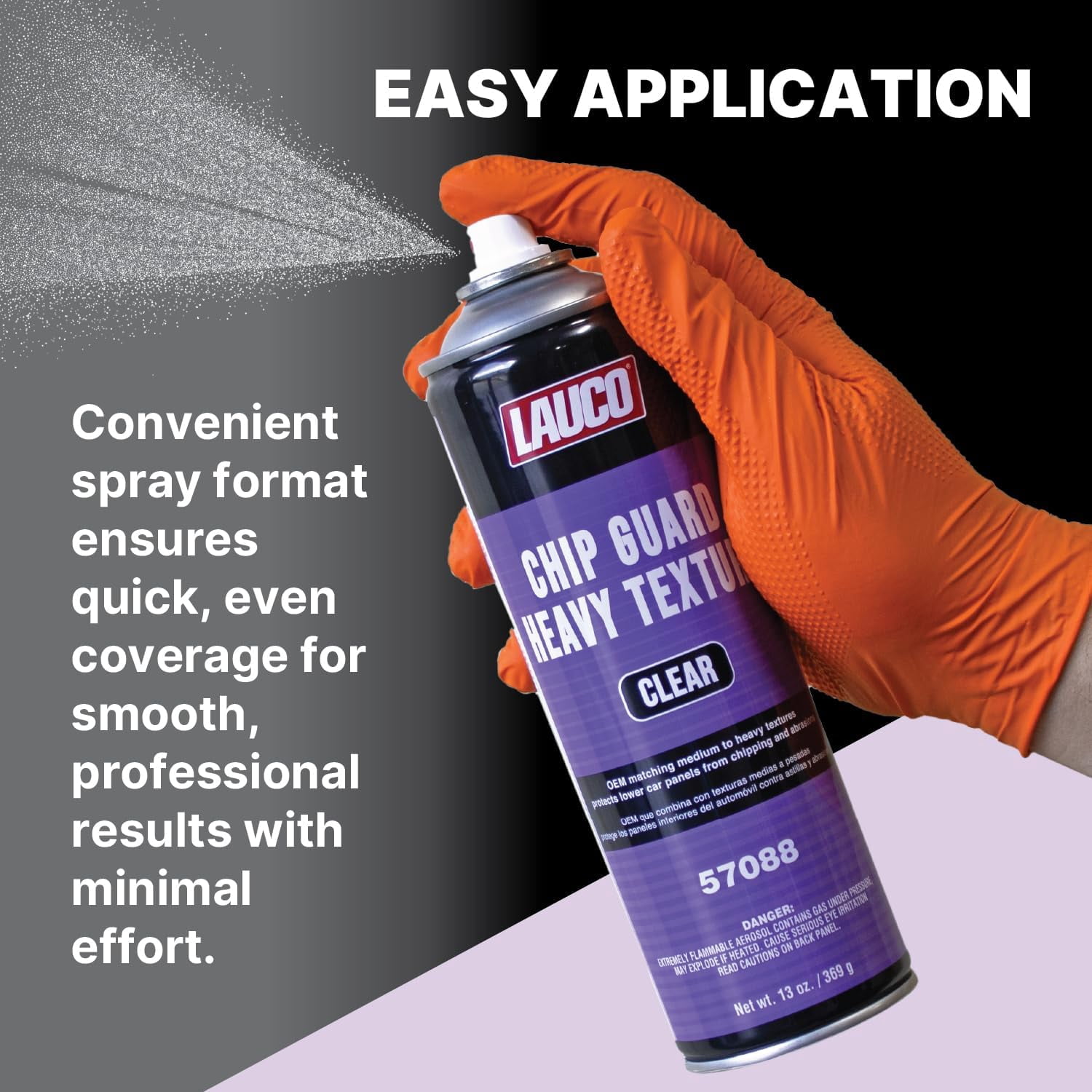 LAUCO Heavy Texture Chip Guard 13 oz Clear Aerosol Spray Can - 57088-2PACK