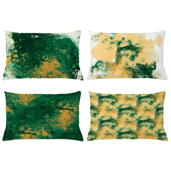 Ambesonne Throw Pillow Cover 4 Pack, , 12"x20", Hunter Green and Pale Orange