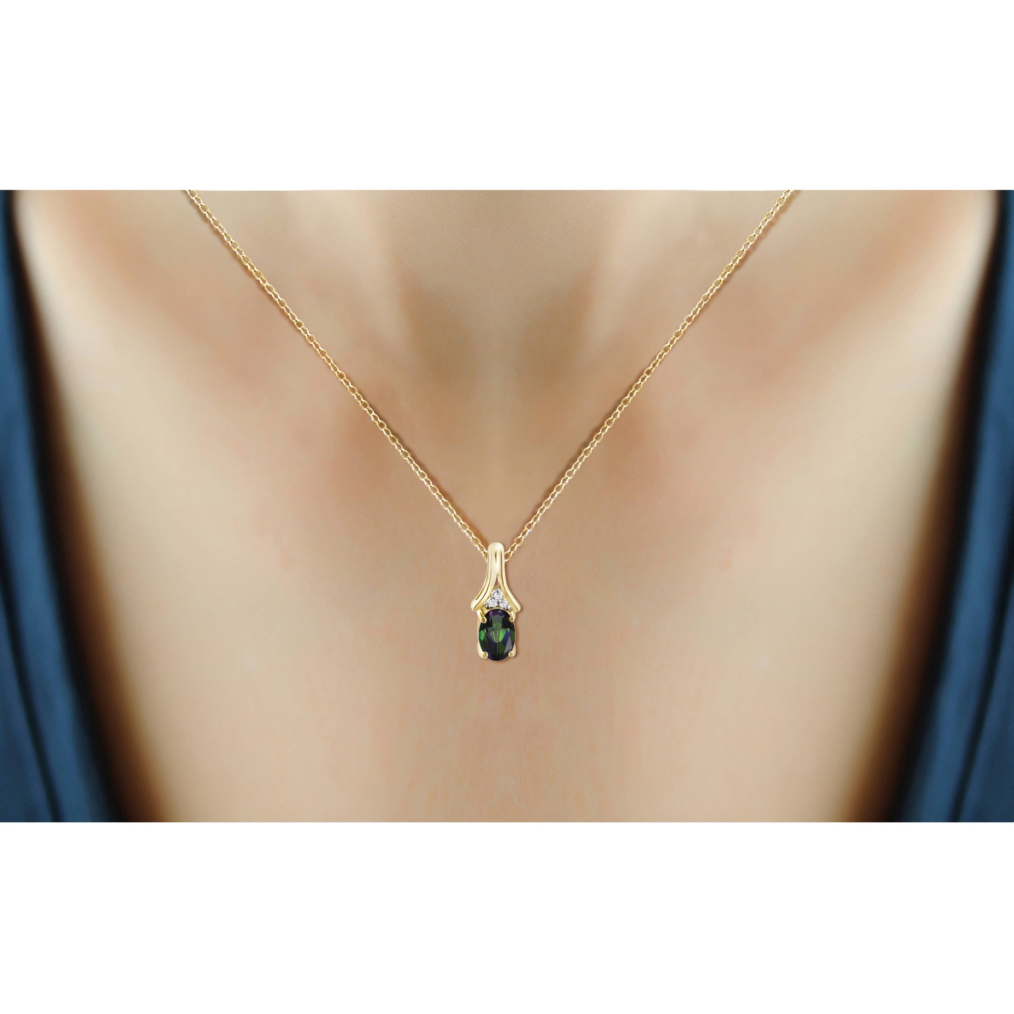 JewelersClub 1/2 Carat T.G.W. Mystic Topaz And White Diamond Accent 14K Gold Over Silver Pendant, 18"