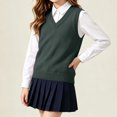 thumbnail image 3 of Jalioing Sweater Vest for Girls Boys Sleeveless V Neck Pullover Vest Kids Teen Plain School Uniform Sweater 5-17 Years, 3 of 8