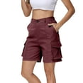 thumbnail image 5 of Mohiass Shorts for Women Cargo Shorts Knee Length 6 Pockets Elastic Waist Long Shorts for Summer Casual, 5 of 8