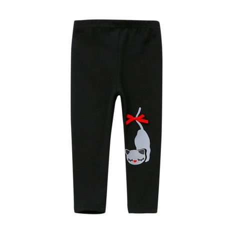 

ZHUASHUM Winter Baby Kids Girls Cat Print Thick Lined Warmth Fleece Long Pants Leggings