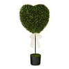 Boxwood Heart with Bow Topiary, Green and White, 3
