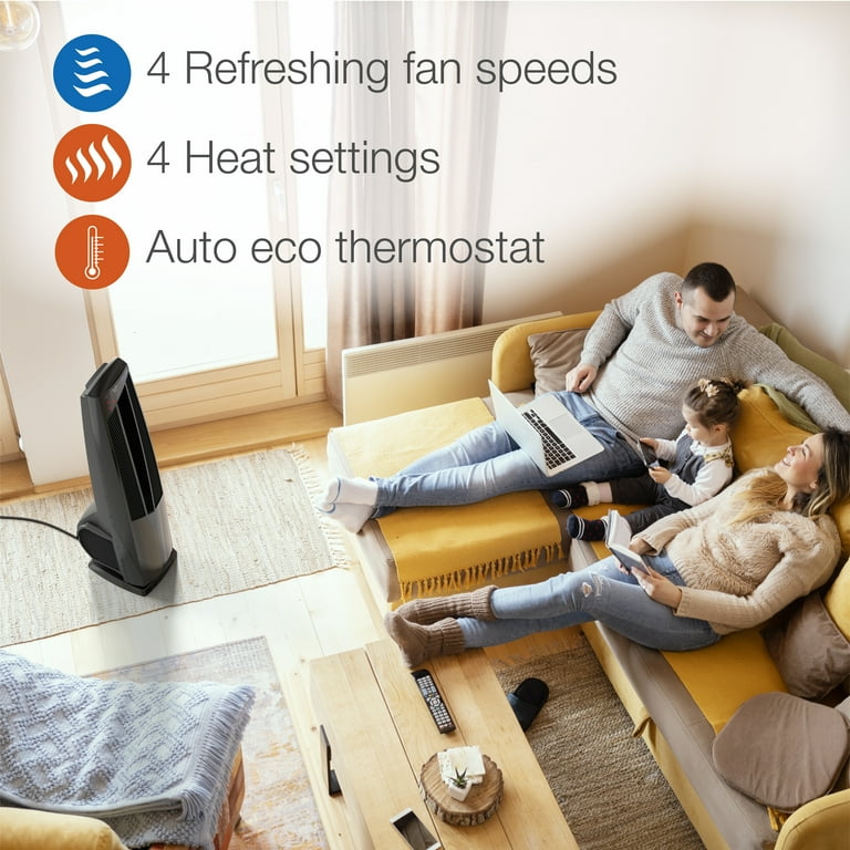 Lasko 1500W All Season Tower Fan and Space Heater with Remote, FHV801,  Black, New - Walmart.com
