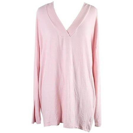

LeCeleBee Womens V-Neck Ribbed Trim Pajama Top Pink XS