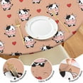 thumbnail image 4 of Beige Cow Heart Pattern Round Fitted Tablecloth with Elastic Edge,Dining Table Cover Waterproof,Outdoor Round Tablecloth for Camping,Dining,Indoor and Outdoor, 4 of 7