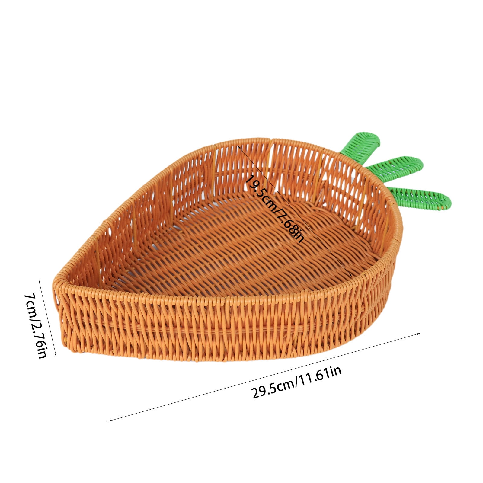 Nilvkv Easter Decorations, Radish Shaped Bamboo Fruit Basket Handwoven Natural Rattan Stand Kitchen Counter Decor Snack Storage Organizer