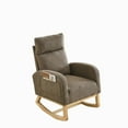 thumbnail image 6 of Rocking Chair with Padded Seat and Wood Legs, Upholstered Chair with High-Density Foam Cushions and Side Bag for Bedroom, Reading Room, Home Office, 6 of 9