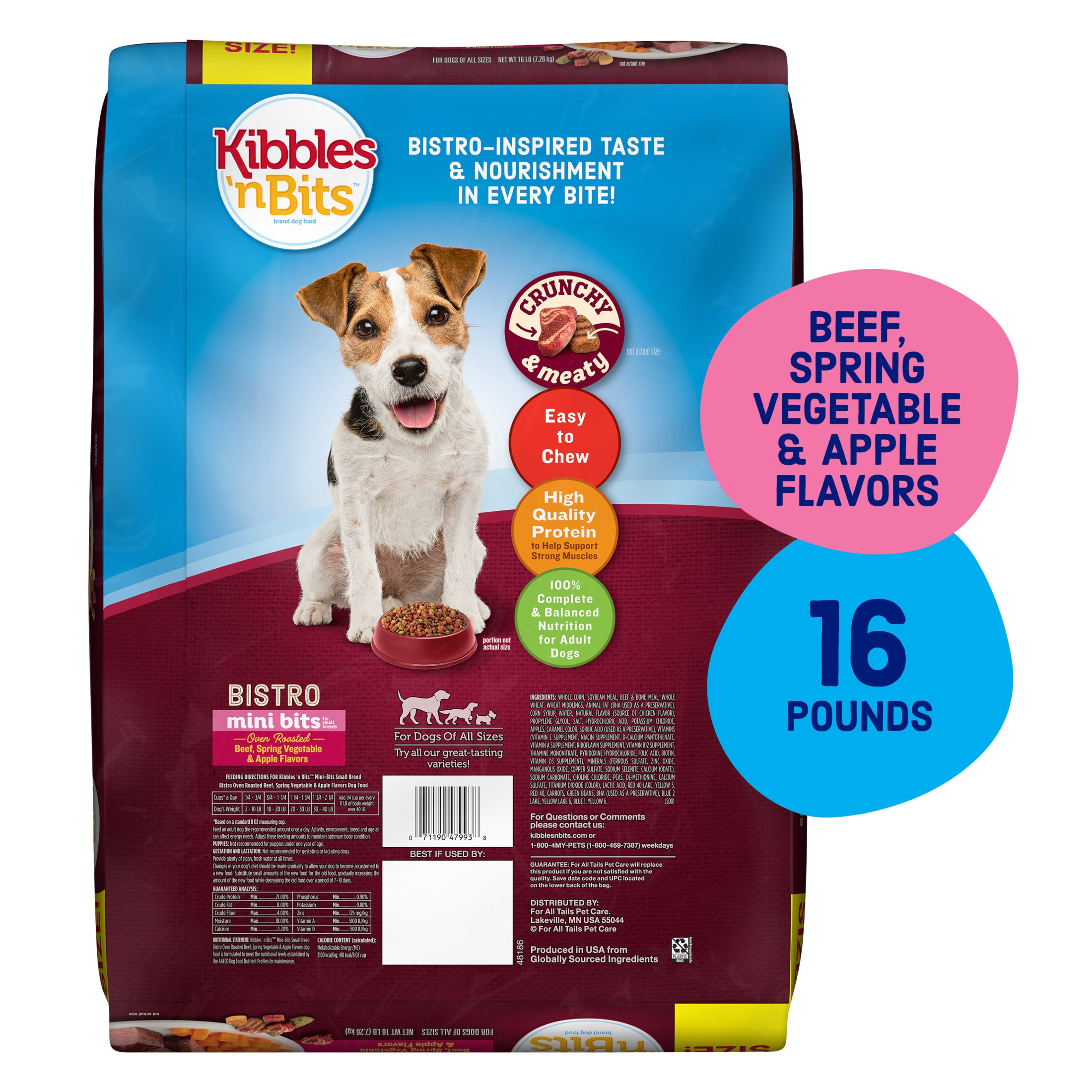 Kibbles 'n Bits Bistro Mini Bits Small Breed Dry Dog Food, 16 lb photo 2