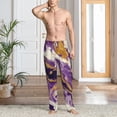 thumbnail image 4 of Salouo Purple Gold Marble Swirls Print Pajama Pants for Men, Lounge Pants Elastic Waistband Casual Men's sleepwear Loungewear Sleep Pajama Pant -Small, 4 of 7