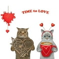 1PC Valentine's Day Decoration Cup Mat Home Kitchen Wooden Western Love
