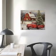 thumbnail image 3 of JRXY Christmas Canvas Wall Art Print - Old Barn, Truck, Cardinals, Tree and Lights in Snow - Rustic Holiday Home Decor Artwork 20x16in, 3 of 4