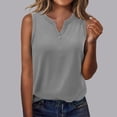 thumbnail image 2 of CHGBMOK Womens Tank Top Button V Neck Sleeveless Solid Summer Top Trendy Comfry Loose Casual Tank, 2 of 7