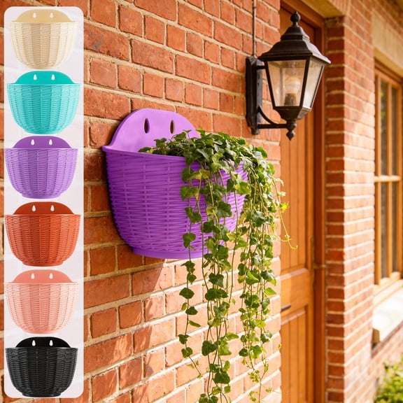 Tarmeek Pink Large Semi-Circular Wall Mount Planter - Decorative Plant Container for Indoor Outdoor Garden, Creative Hanging Vase for Living Room Office