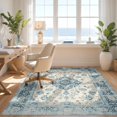 thumbnail image 3 of Design&I 8'x10' Washable Area Rug Vintage Floral Medallion With Faded Trellis Botanical Accents for Dining Room, Large Office, Lounge, Snag-Free, 3 of 7