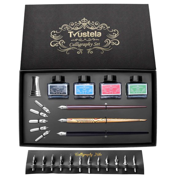 Set de caligrafía Trustela para principiantes con 3 plumas y 20 puntas