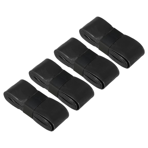 Anti Slip Sweatband Absorbent PU Tennis Badminton Racket Grip Tape, Black 4 Pack