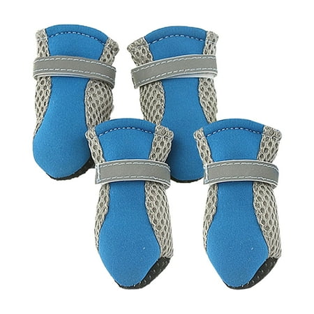 SHNETY 4Pcs Dog Shoes Magic Sticker Closure Breathable Fabric Non-Slip Puppy Boots for Outdoor