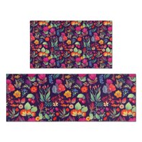 Pioneer Flower Floral Print Pattern Kitchen Rugs Sets Of 2,Anti Fatigue Kitchen Mat Rugs Non Slip Washable,Decorative Kitchen Floor Mats for Kitchen,Sink,Laundry,17"x30" 17"x47"