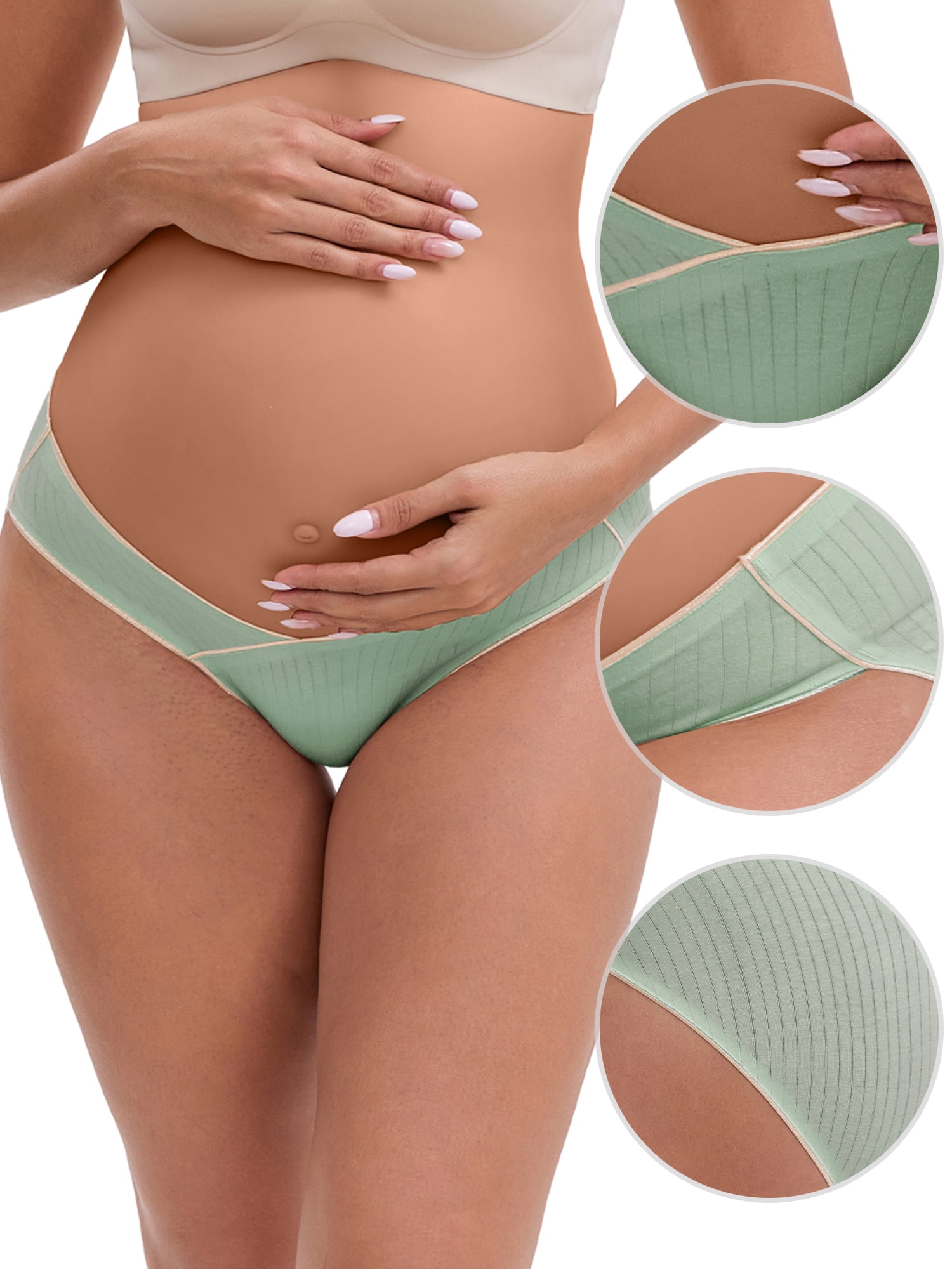 DARING DIVA Hi-Cut Maternity Underwear Under the Bump Briefs XXL 1 Gray 1 Green 1 Apricot