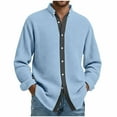 thumbnail image 2 of Yusimy Men's Waffle Knit Long Sleeve Shirt Button-Down Collar Front-Closure Fashionable Casual Shirt, 2 of 6