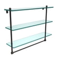 thumbnail image 3 of Prestige Regal Collection Triple Tiered Glass Shelf with Integrated Towel Bar - Polished Brass / 22 Inch, 3 of 7