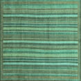 thumbnail image 1 of Ahgly Company Machine Washable Indoor Square Abstract Turquoise Blue Modern Area Rugs, 8' Square, 1 of 4