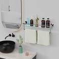 thumbnail image 3 of Bathroom Glass Shelf with Full-coverage Railing, Floating Tempered Glass Bathroom Wall Shelf Rectangle 24 Inch Shelves Chrome Polished Bracket Mount Modern, 3 of 9