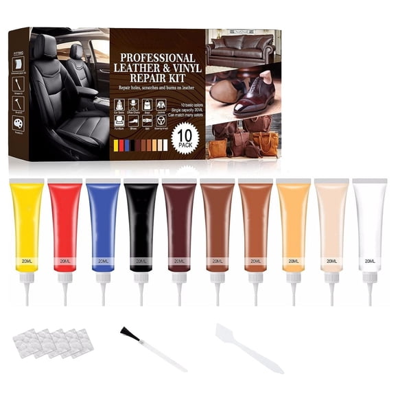 MOQIN Leather Repair Kit for Furniture, Sofa, Jacket, Car Seats and Purse. Vinyl Repair Kit. Super Easy Instructions to Match Any Color, Restore Any Material, Bonded