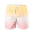 thumbnail image 3 of HOOMEUMY Men's Summer Beach Shorts Quick Dry Swim Trunks with Pockets Drawstring Elastic Waist Gradient Color Bathing Suits Yellow L, 3 of 8