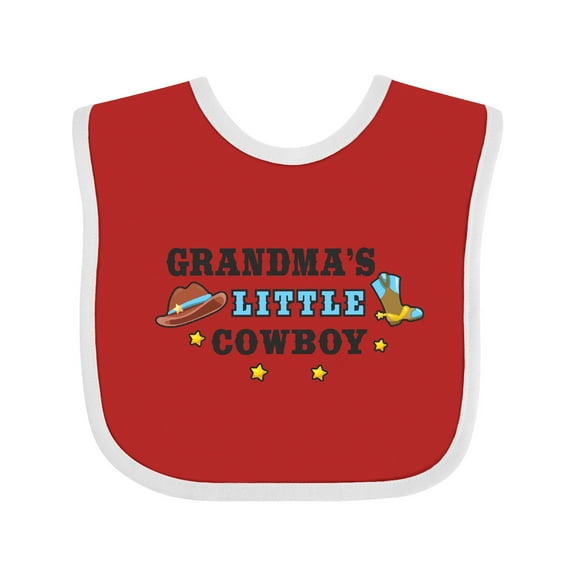 Inktastic Grandmas Little Cowboy with Cowboy Hat and Boots Boys Baby Bib