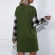 thumbnail image 4 of Vestido suelto de mujer de manga larga túnica de empalme a cuadros Tops Vestido de cambio Camiseta l Abanopi Verde/Grande, 4 of 7