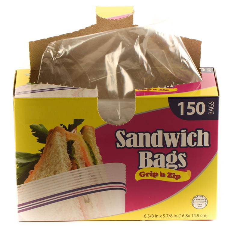 [3 Pack] Disposable Plastic Resealable Sandwich Bags - Food Storage Kosher  Grip N Zip Bags - Great for Snacks, Food Prep, Travel, Meal Prep, School