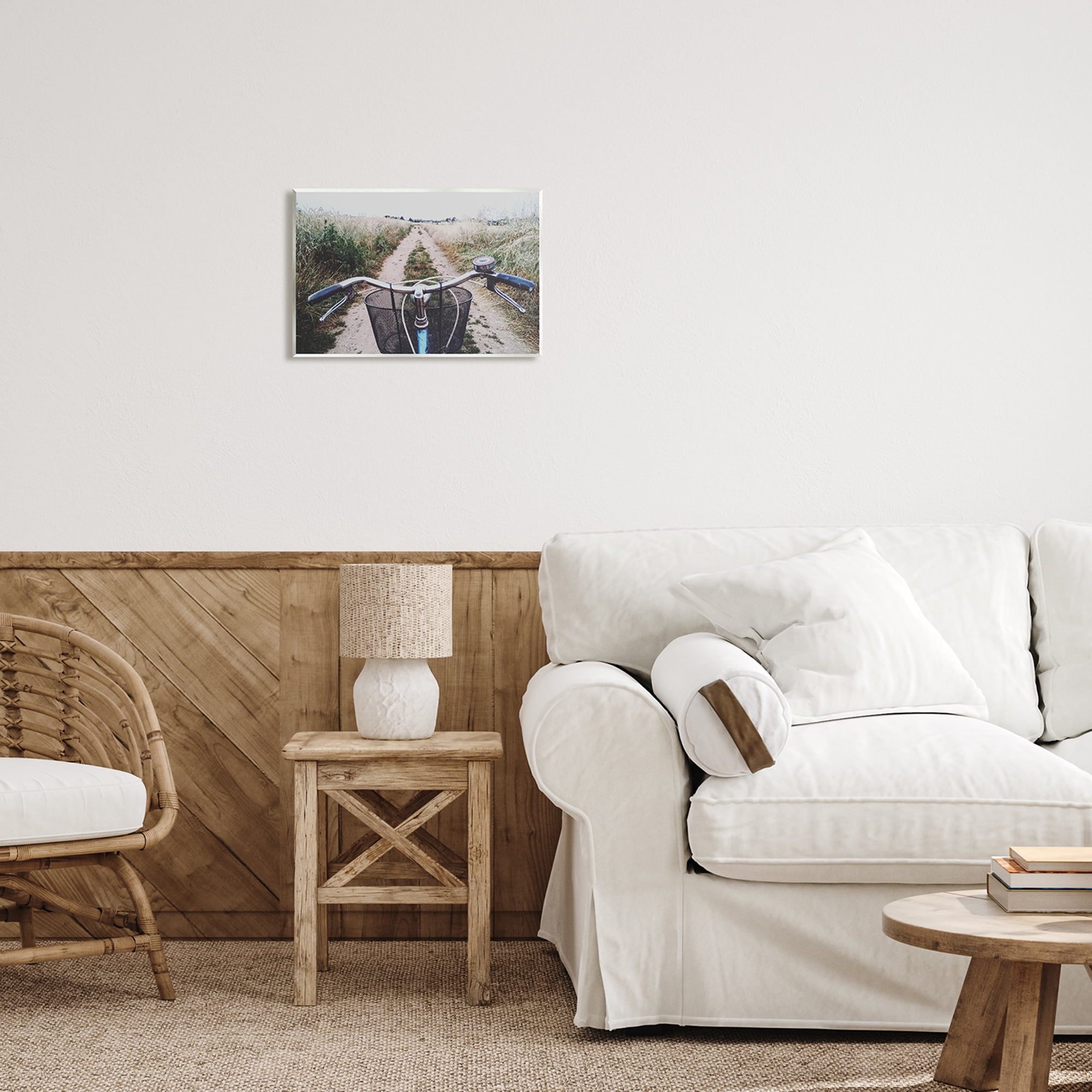 Stupell Industries Bicycle on Rural Path Nature Photography Unframed Art Print Wall Art, 15 x 10