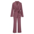 thumbnail image 4 of Womens Sets 2 Piece Outfits Dressy Pant Suits Elegant Business Work Office Casual Belted Blazer and Pants Set (XL, Purple), 4 of 6