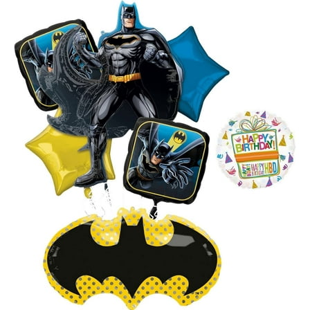 Anagram Classic Batman and Emblem Birthday Party Supplies 7pc Balloon Bouquet Decorations
