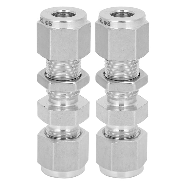 uds mamparo de compresión 316 accesorio conector de ajuste de virola doble de acero inoxidableФ8