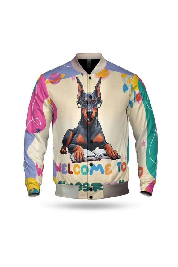 Welcome to Doberman Pinscher Classroom Teacher Dog Mom All Over Print 3D Baseball Jacket Doberman Dog Lover Gifts Bomber Jacket Softball - 02015