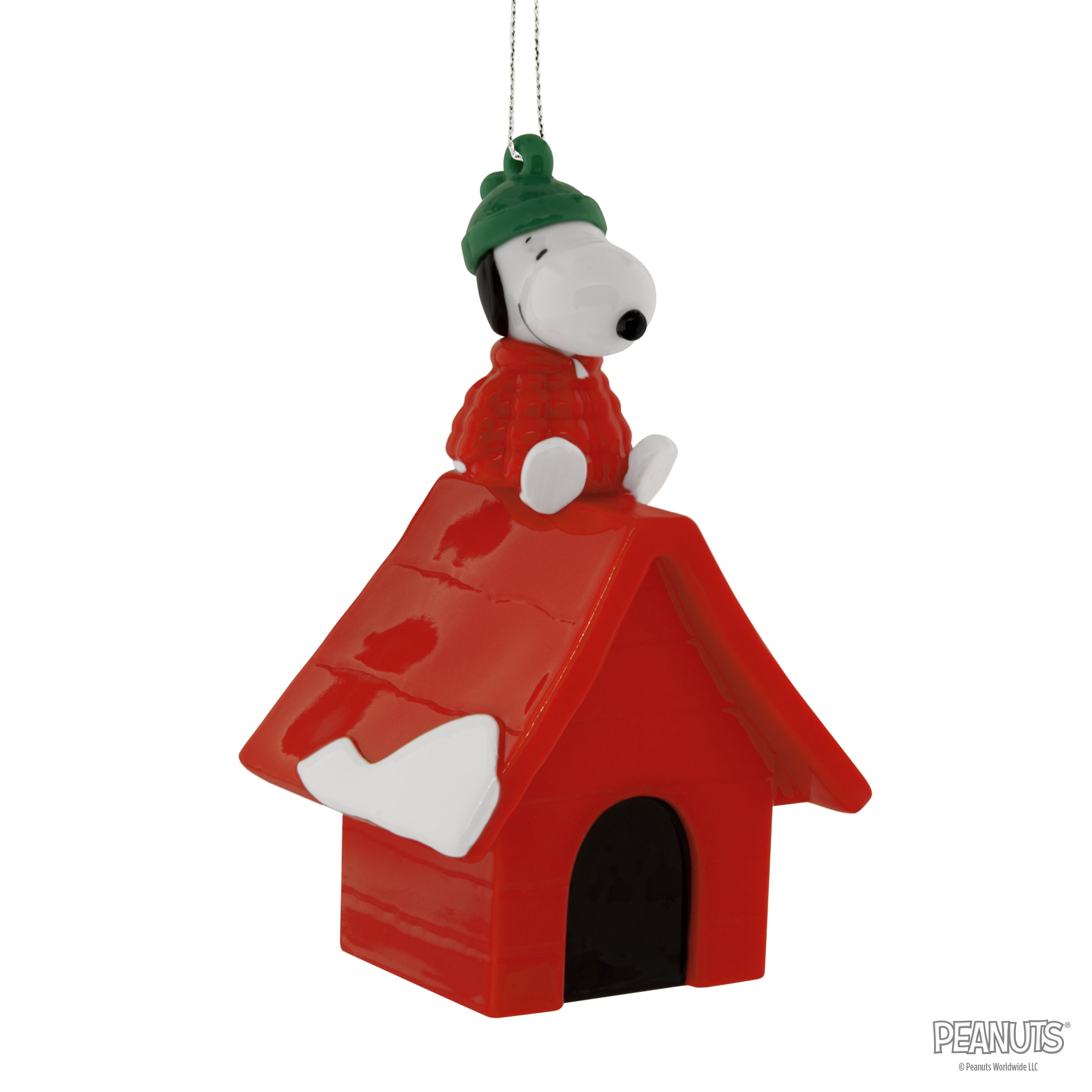 Hallmark Christmas Ornament (Peanuts Snoopy on Doghouse, Shttrprf), 1 Count