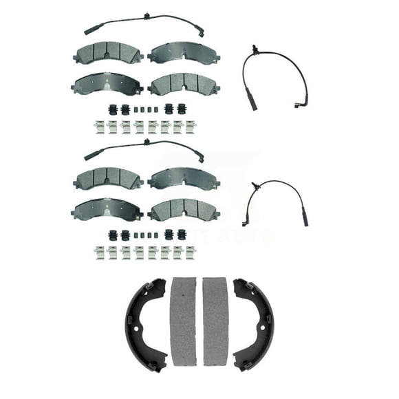 AmeriBRAKES Front Rear Ceramic Disc Brake Pads and Extra Wear Sensors Kit (5Pc) for Car 2023-2024 GMC Chevrolet Sierra 2500 HD Silverado 3500 6.6L KNW-101438