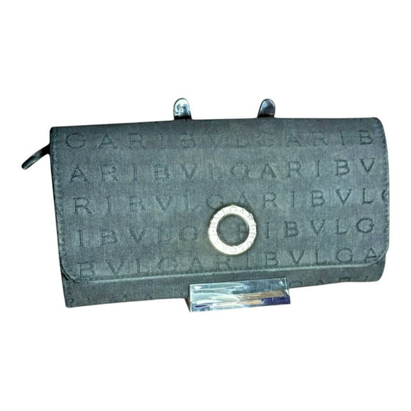 BVLGARI Black Canvas Long Wallet Mint Condition