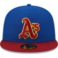 thumbnail image 2 of Men's New Era Royal/Red Athletics Throwback Logo Primary Jewel Gold Undervisor 59FIFTY Fitted Hat, 2 of 6
