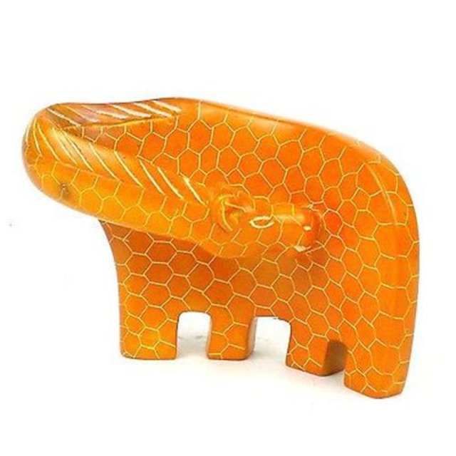Sculpture Artisanale en Stéatite de Grande Girafe&44; Orange